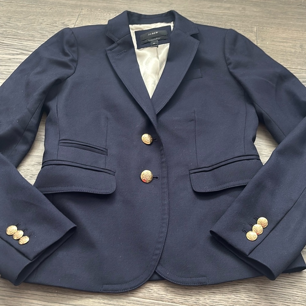 J.Crew | Classic School Boy Wool Blazer in Navy With Gold Buttons Size 00 - Picture 4 of 14
